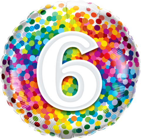 6th Rainbow Confetti 18 Inch Foil Balloon