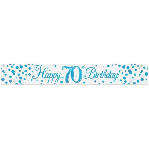 Sparkling Fizz Blue 70th Birthday Banner