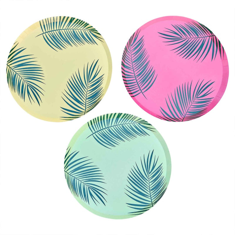 Ginger Ray Tiki Tropics Hawaiian Tropical Palm Leaf Printed Paper Plates (Pack of 8)