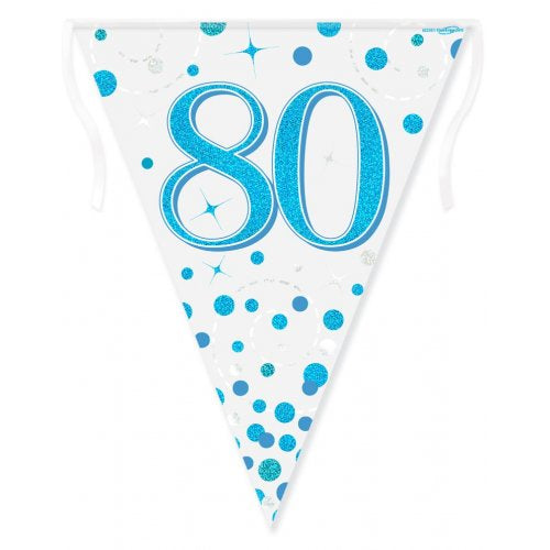 Sparkling Blue Fizz 80th Birthday Bunting