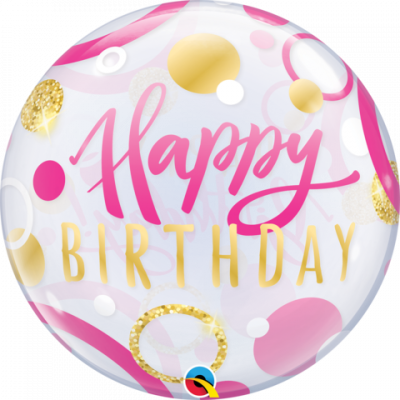 Pink & Gold Dots Birthday Bubble