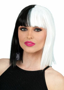 Half Black & White Womens Cosplay Wig