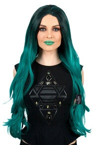Hollywood Socialite Ombre Long Green Wig - Kylie Jenner Inspired Wig