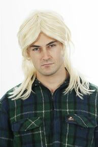 80s Platinum Blonde Men's Mullet Costume Wig