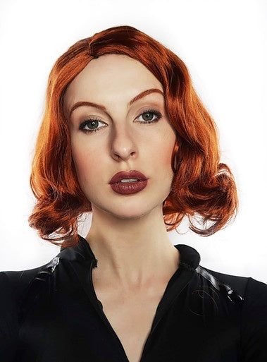 Red Avenging Black Widow Auburn Wavy Bob Wig