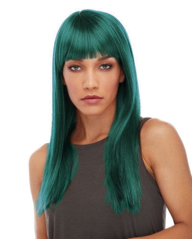 Emerald Green Long Straight Wig with Fringe