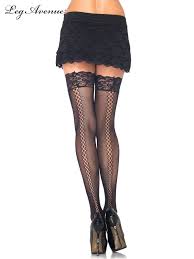 Stay Up Micro Net Thigh Highs with Diamond Twist Back Seam