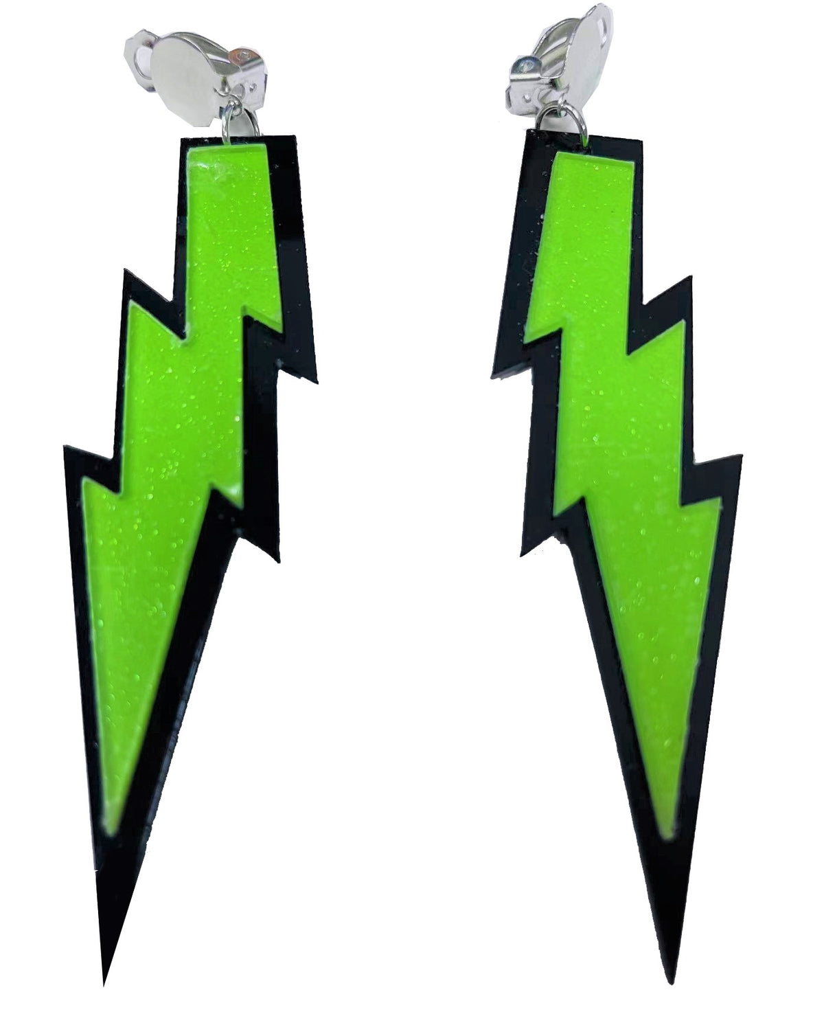Green Lightning Bolt Earrings