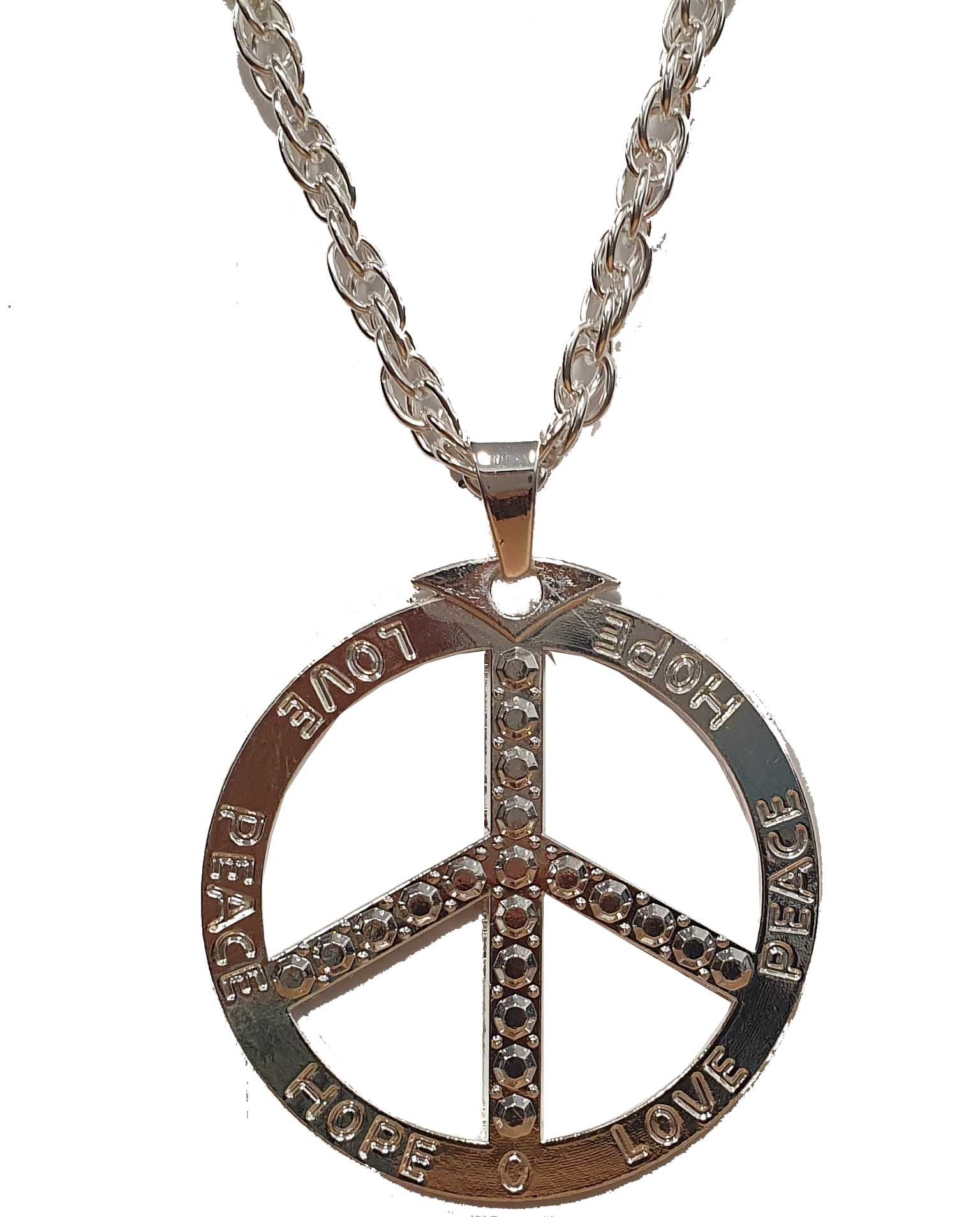 Peace Sign Silver Necklace