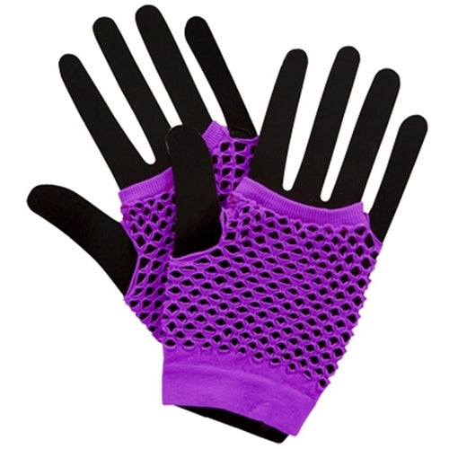 Fishnet Gloves Neon Purple