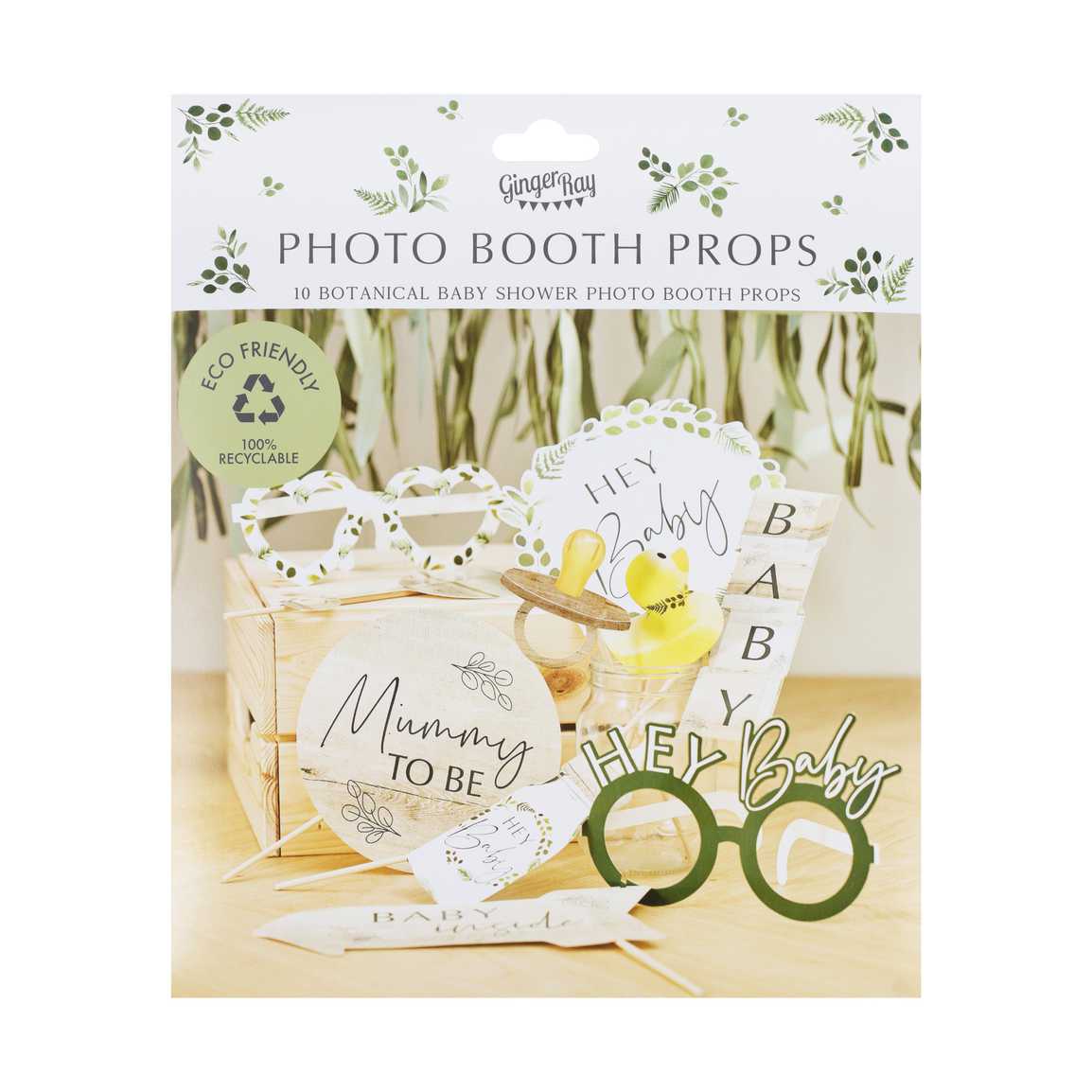 Ginger Ray Botanical Baby Shower Photo Booth Props 10 Pack