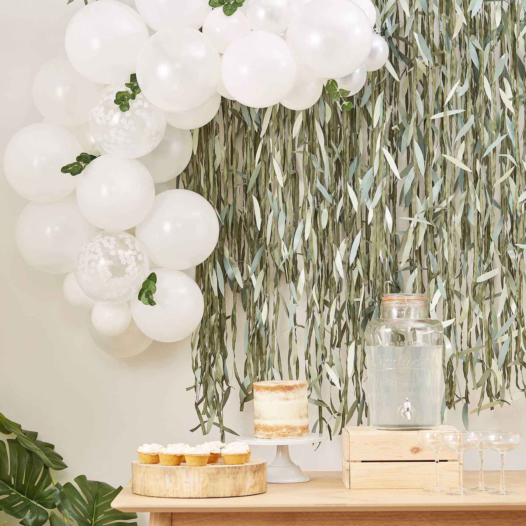 Ginger Ray White Balloon Arch Kit With Foliage Pack of 45