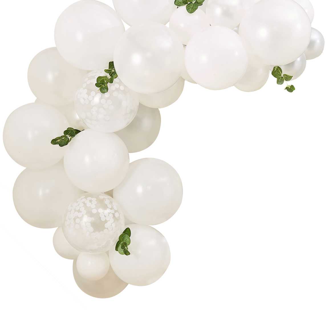 Ginger Ray White Balloon Arch Kit With Foliage Pack of 45
