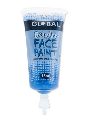Global Bodyart Blue Glitter 15ml Tube Liquid Makeup