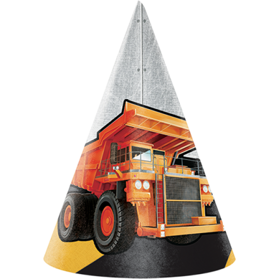 Big Dig Construction Cone Shaped Party Hats