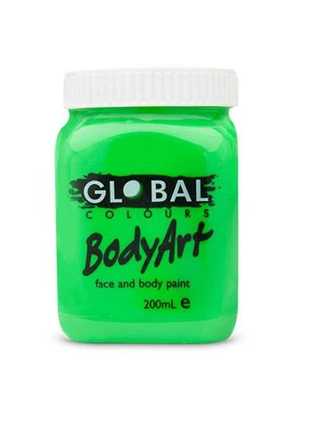 Global BodyArt UV Neon Green 200ml Liquid Makeup