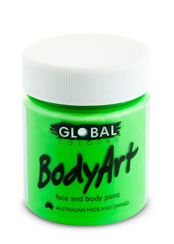Global Colours 45ml UV Neon Green Cream Face and Body Paint