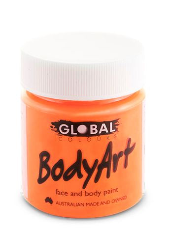 Global Colours 45ml UV Neon Orange Cream Face and Body Paint