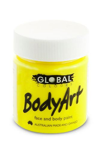 Global Colours 45ml UV Neon Yellow Cream Face and Body Paint