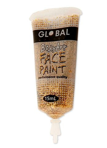 Global Bodyart Gold Glitter 15ml Tube Liquid Makeup