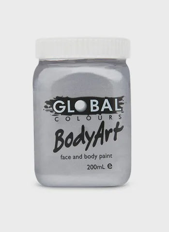 Global BodyArt Metallic Silver 200ml Liquid Makeup