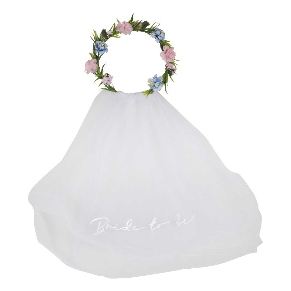 Ginger Ray Bride To Be Hen Party Veil with Floral Crown
