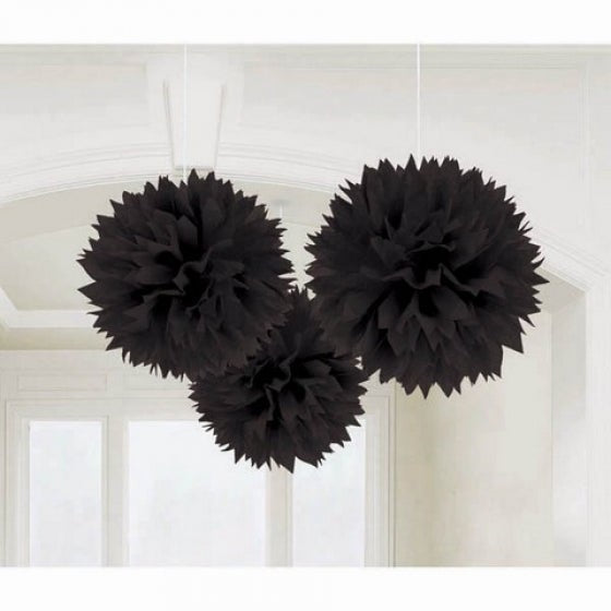 Black Fluffy Decorations 3Pk