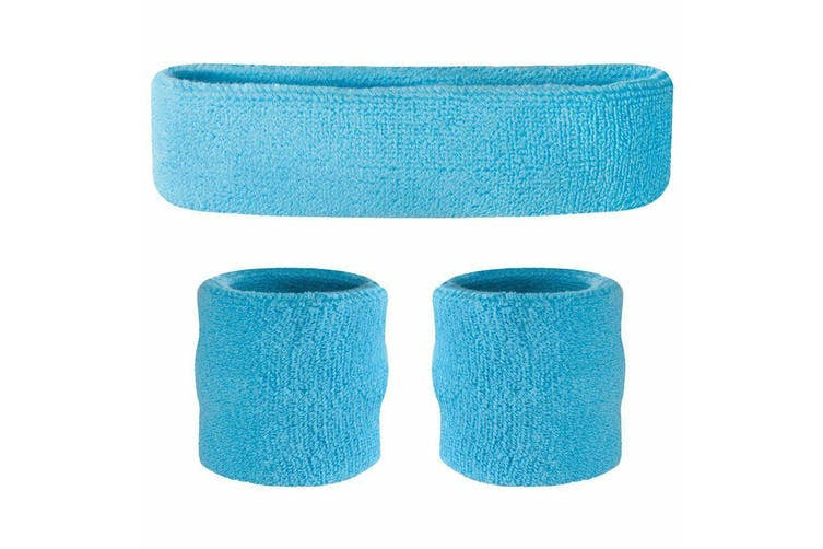 Neon Blue Sweatband Set