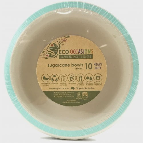Mint Sugarcane Bowls 10 Pk 160mm