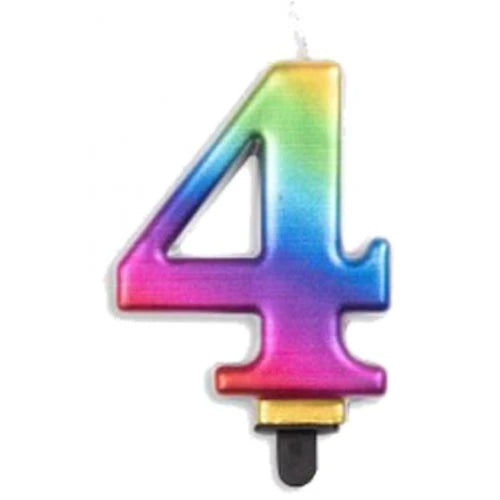Metallic Rainbow Number 4 Candle