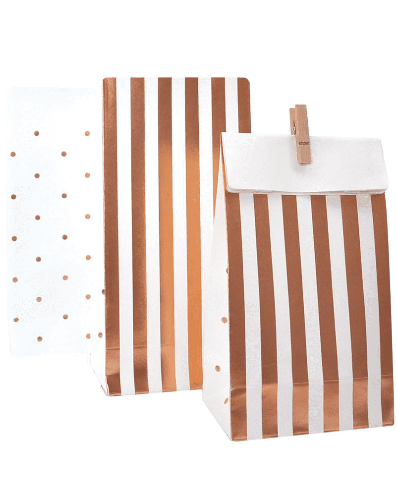 Illume Rose Gold Foil Candy Stripe & Polka Dot Gift Bags