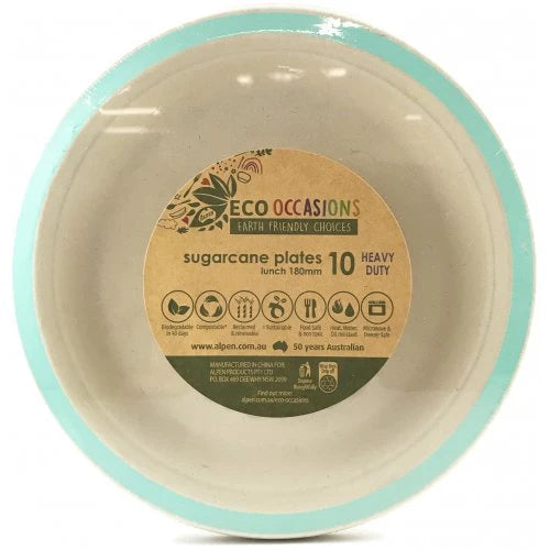 Mint Sugarcane Plates 10 Pk 180mm