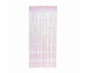 Iridescent White Metallic Foil Curtain