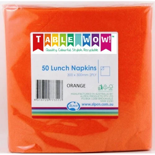 Orange Lunch Napkins Pack of 50