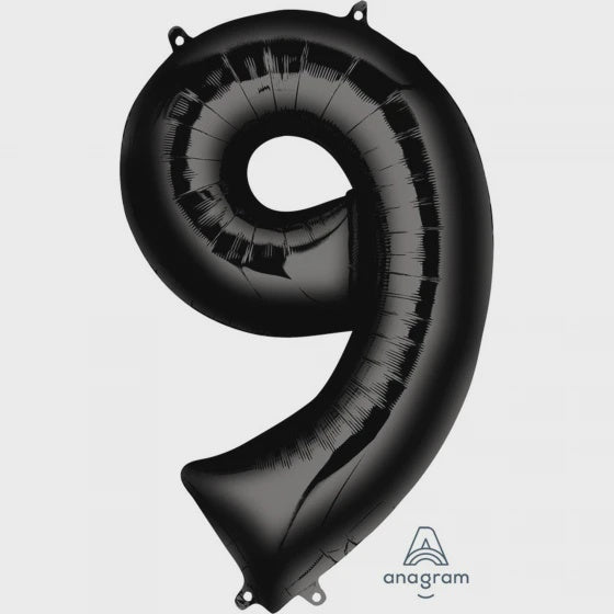Black Number 9 Foil Balloon 86 cm