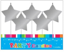 Silver Star Candles Pack of Five