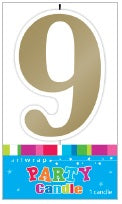 Gold Number 9 Candle