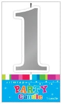 Silver Number 1 Candle