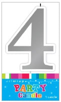 Silver Number 4 Candle
