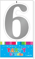Silver Number 6 Candle