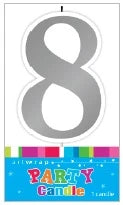 Silver Number 8 Candle