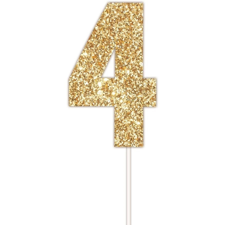 Number 4 Gold Cake Topper