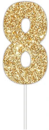 Number 8 Gold Cake Topper