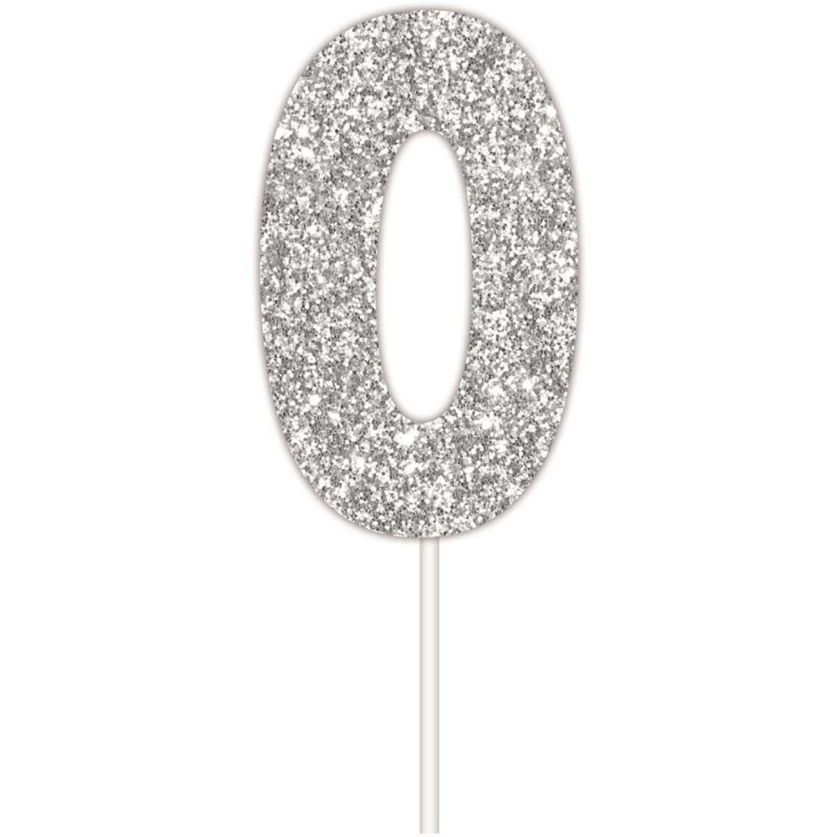 Number 0 Silver Cake Topper