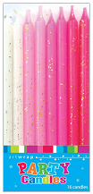 Glitter Pink Candles 16 Pack