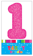 Pink Glitter Number 1 Candle