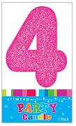 Pink Glitter Number 4 Candle