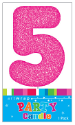 Pink Glitter Number 5 Candle