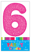 Pink Glitter Number 6 Candle