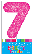 Pink Glitter Number 7 Candle
